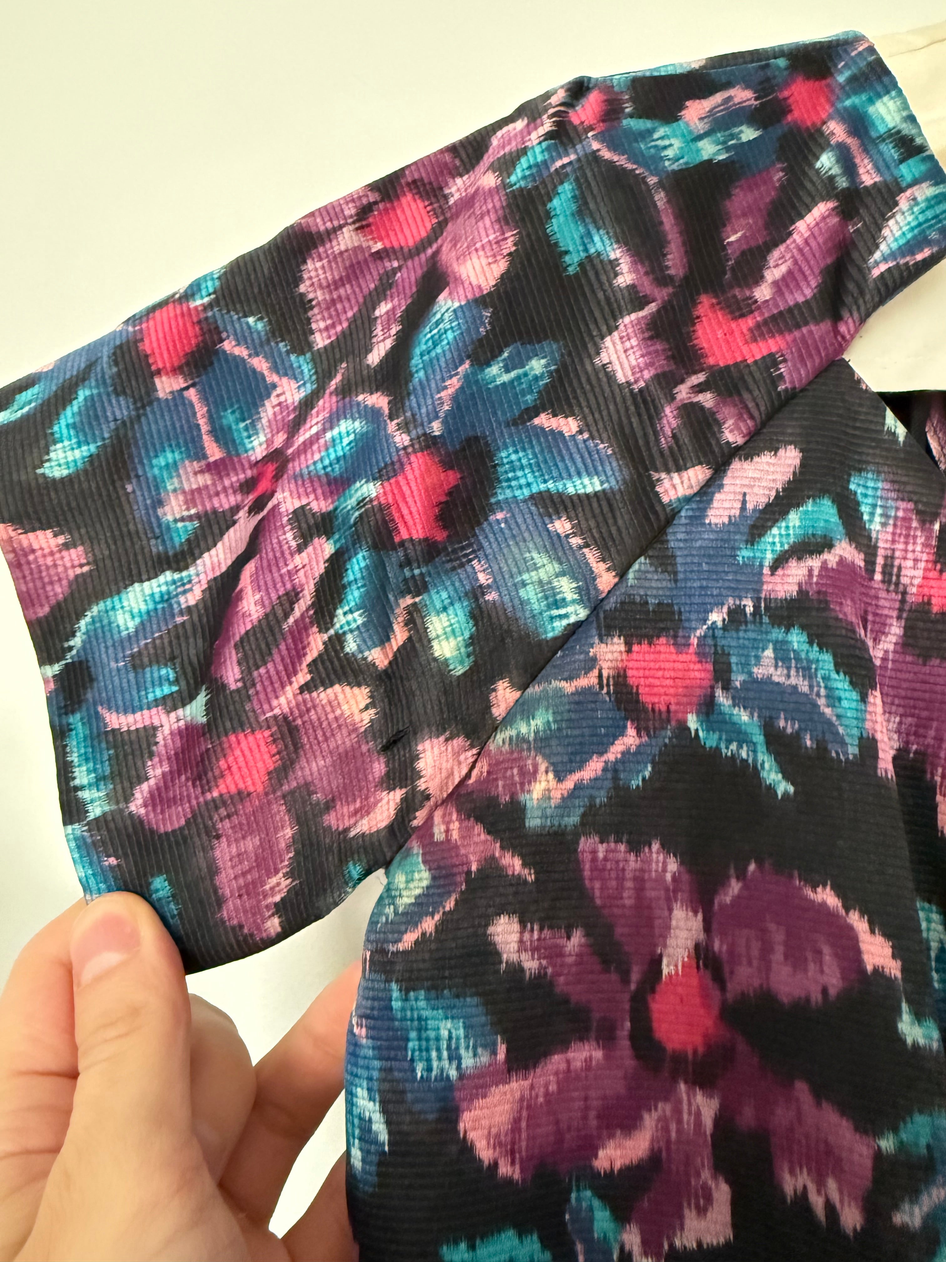 1950s silk floral party dress