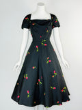 1950s silk dress with rose print