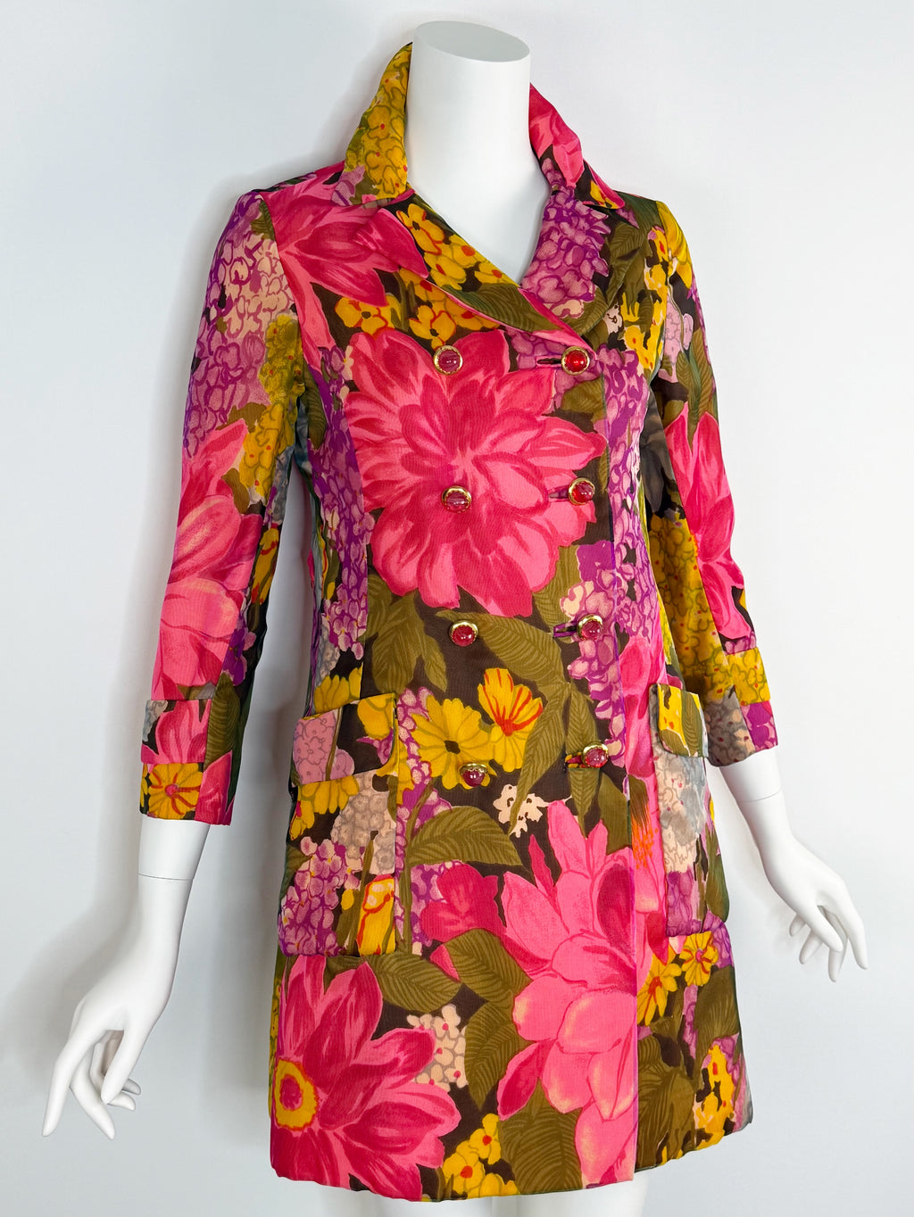 1960s matching silk organza floral ensemble by Murray Nieman for Hannah Troy
