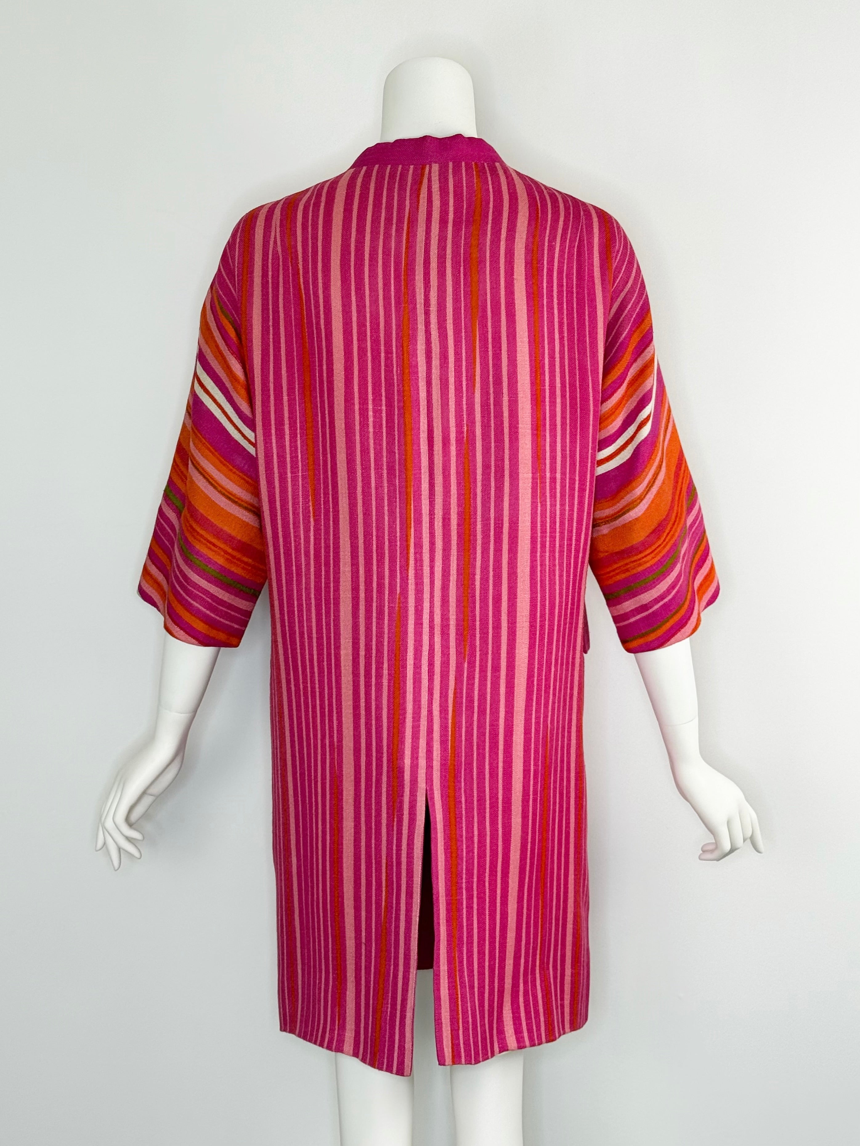 1960s Couture Pierre Balmain striped linen coat