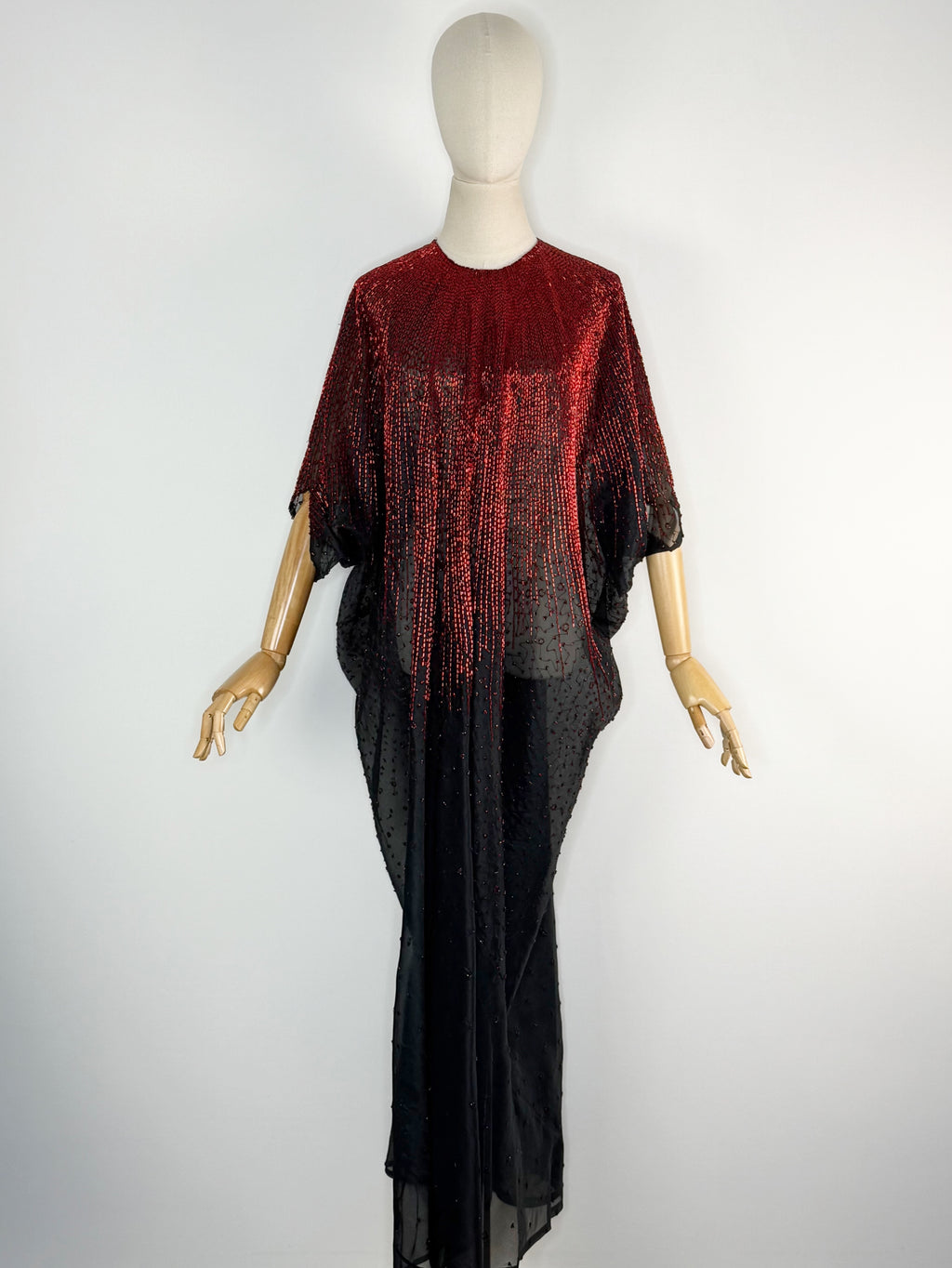 1970s Halston sunburst beaded caftan