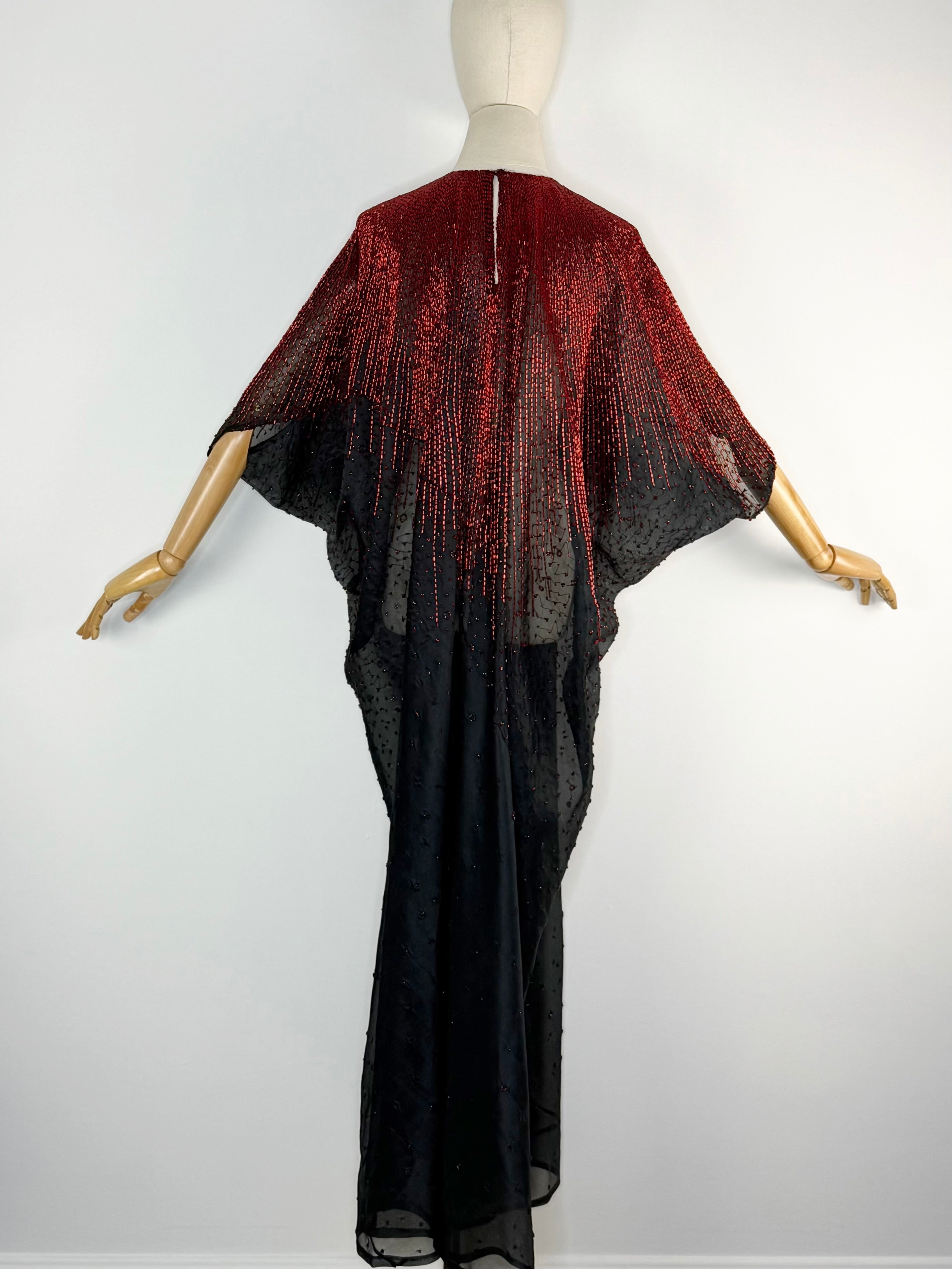 1970s Halston sunburst beaded caftan