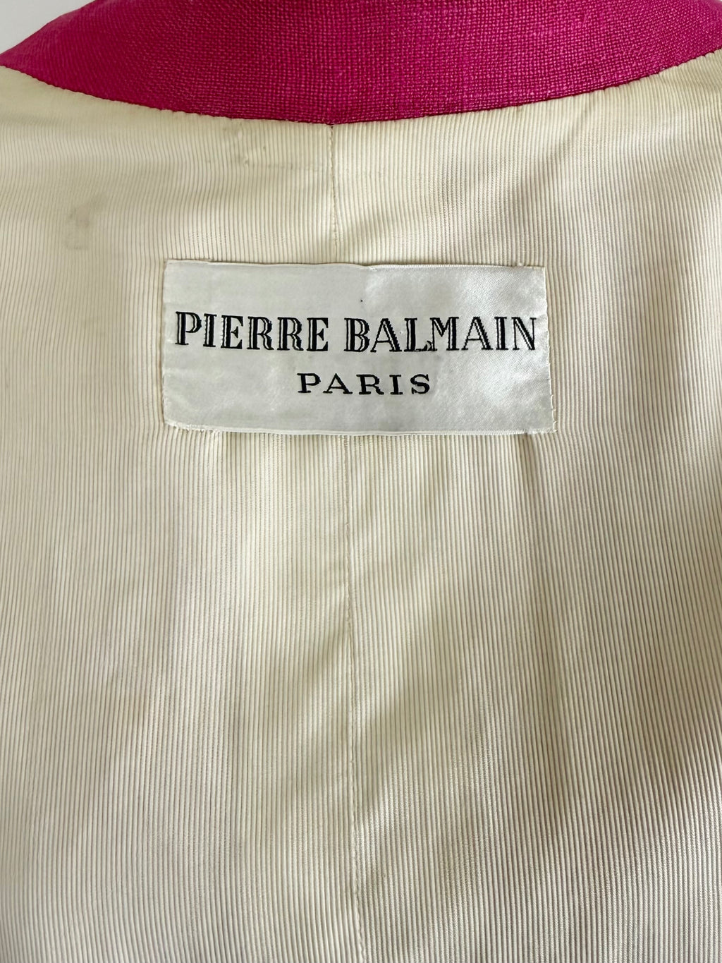 1960s Couture Pierre Balmain striped linen coat